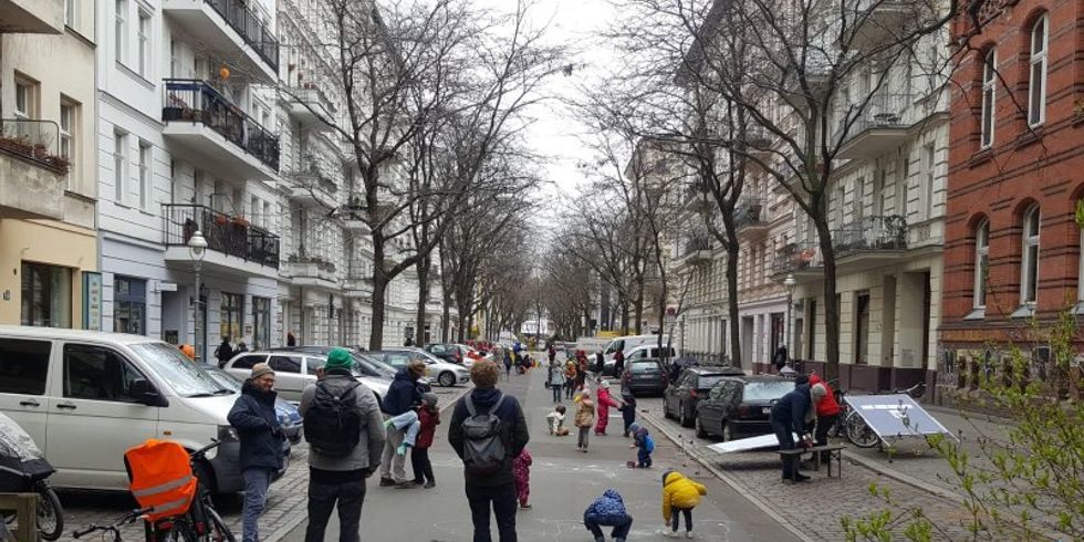 Saisonstart der temporären Spielstraße in der Böckhstraße im April 2021