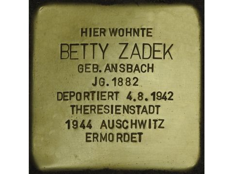 Bildvergrößerung: Stolperstein Betty Zadek