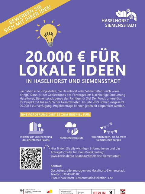 Bildvergrößerung: Plakat zum Gebietsfonds in Haselhorst und Siemensstadt in 2024