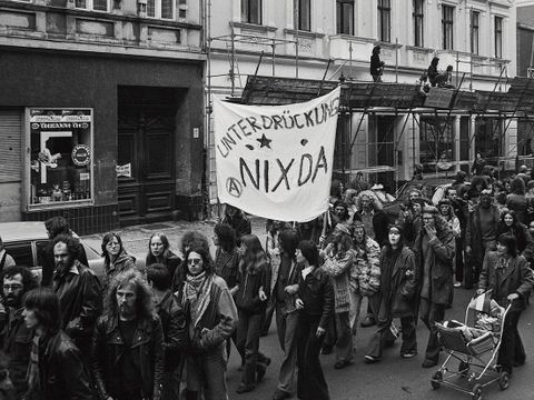 1. Mai-Demonstration in der Danckelmannstraße 1977