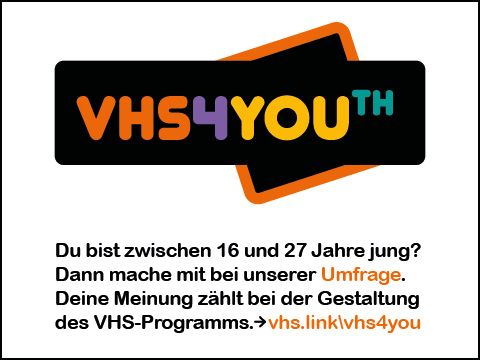 Logo vhs4you und Umfragetext