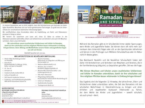 Broschüre Ramadan und Schule Neuköllner Empfehlung