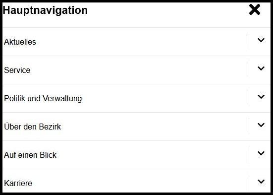 Screen·shot einer Internet·seite mit Haupt·navigation