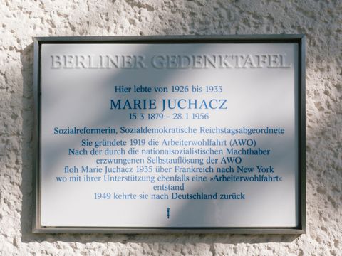 Bildvergrößerung: Gedenktafel für Marie Juchacz