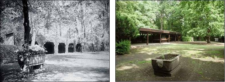 Fotovergleich historisch und heute - Eingangbereich des Naturtheaters im Volkspark Jungfernheide