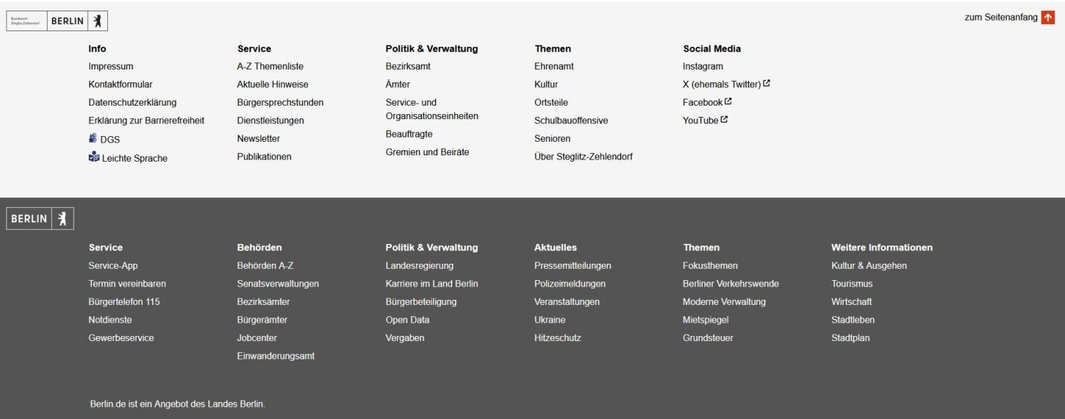 Screen·shot von der Link·liste