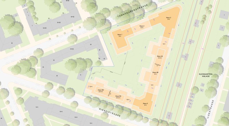 Projektplan (M 1:500) zum Vorhabenbezogenen Bebauungsplan 11-161-VE