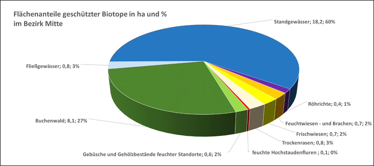 Flächenanteile geschützter Biotope im Bezirk Mitte