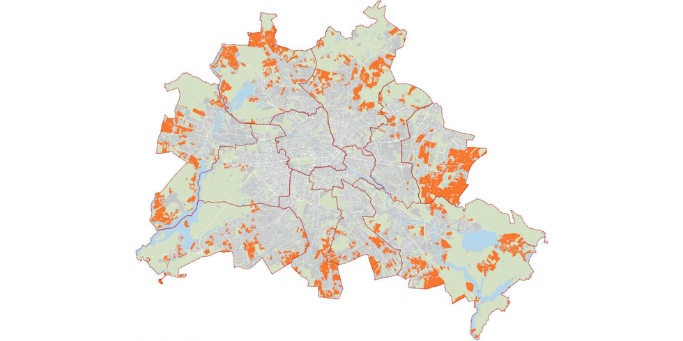 Berlin-Karte: Gebiete der dezentralen Versorgung nach verkürzter Wärmeplanung