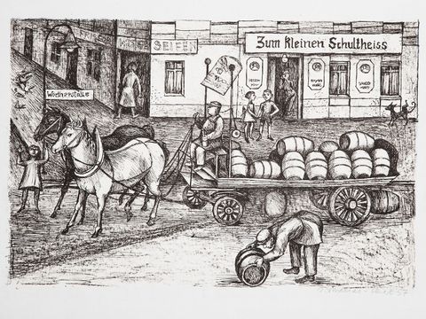 Wörther Straße, Bierlieferung, 1956, Lithografie