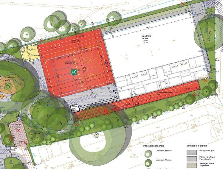 Stillerzeile 100 Grundriss mit angrenzenden Sportfreifläche