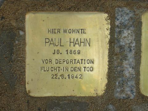 Bildvergrößerung: Stolperstein für Paul Hahn