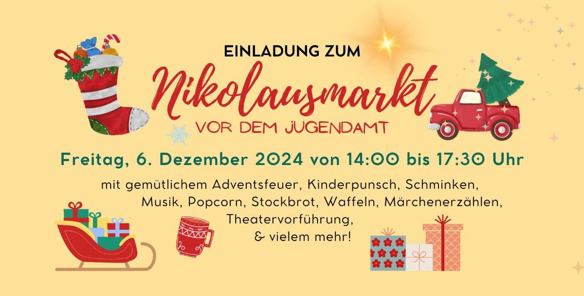 Einladung zum Nikolausmarkt am Jugendamt am 6.12.2024