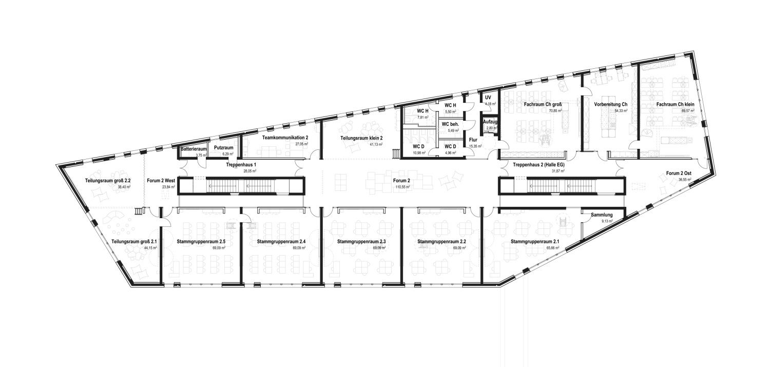 Wilhelm-Bölsche-Schule Schulgrundriss 2. Obergeschoss