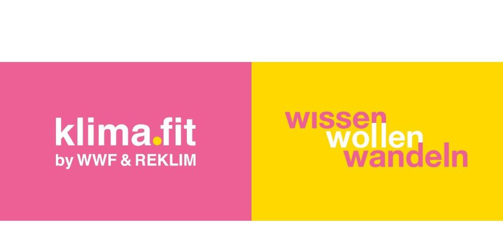 Logo klimafit by WWF und REKLIM mit der Aufschrift wissen wollen wandeln