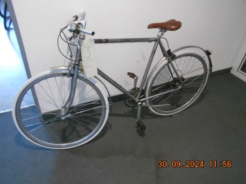 Silber-grünes Herrenfahrrad