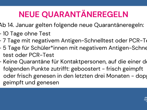 Neue Regeln für die Quarantäne