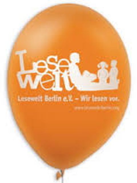 Ballon mit Logo des Lesewelt berlin e.V. 