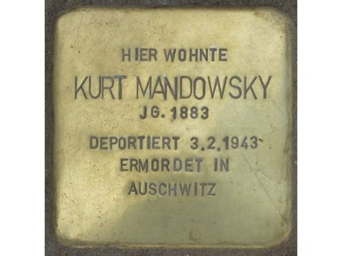 Stolperstein Kurt Mandowsky, Foto:H.-J. Hupka, 2014