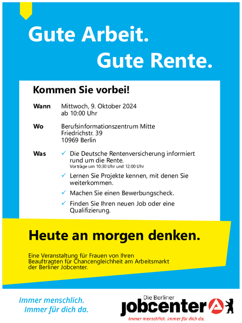 Plakat für Gute Arbeit gute Rente