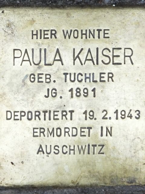 Stolperstein Paula Kaiser, Foto: H.-J. Hupka