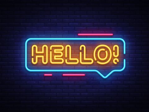 Hello Neon Text Vector. Hello neon sign