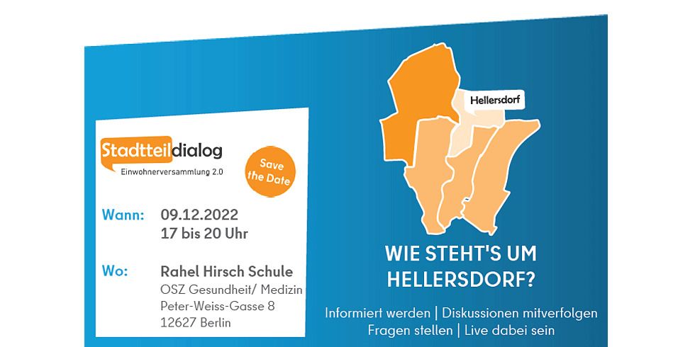 Postkarte zur Einwohnerversammlung Hellersdorf am 9. Dezember 2022