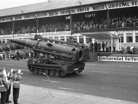 Ein Pershing-Flugkörper der Bundeswehr 1969