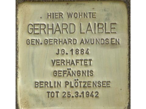 Stolperstein für Gerhard Laible (Pseudonym Gerhard Amundsen)