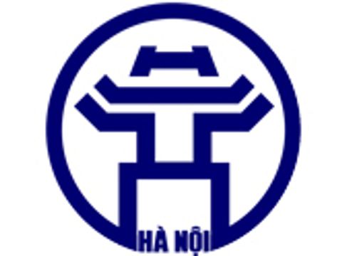 Logo der Stadt Hanoi, Vietnam stilistische blaue Pagode