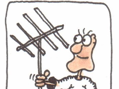 Cartoondarstellung der Branche Antennenservice von Eckehard Plum