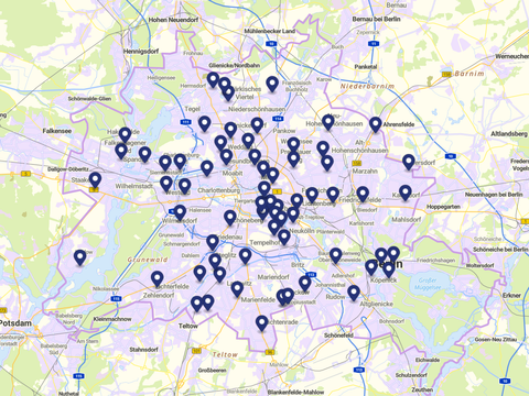 Bild mit einer Karte der Berliner Stadtteilzentren