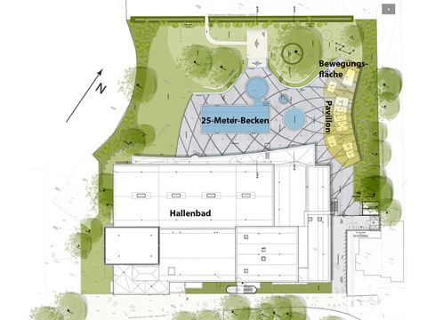 Visualisierung Stadtbad Tiergarten - Außengelände / bearb.