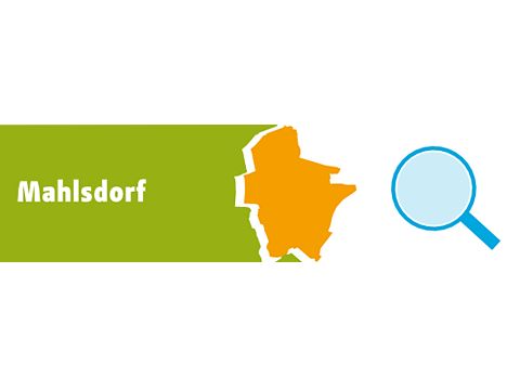 Karte mit Lupe und Schriftzug Mahlsdorf