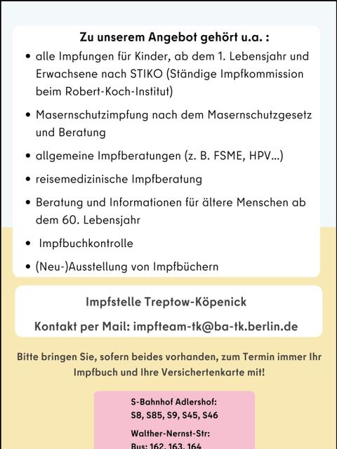 Impfstelle - Angebot