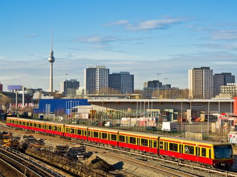 Cityscape with railroads in Berlin, Germany