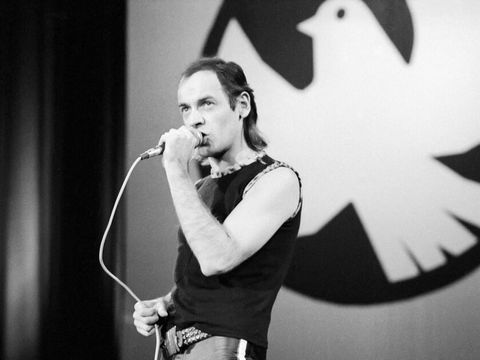 Udo Lindenberg bei seinem Auftritt am 25. Oktober 1983 im Palast der Republik in Ost-Berlin