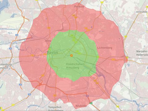 Bildvergrößerung: Digitale Plattform Stadtverkehr (DPS): Erreichbarkeitsanalyse