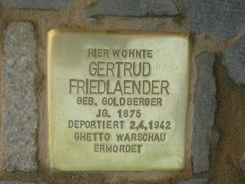 Bildvergrößerung: Stolperstein Gertrud Friedlaender