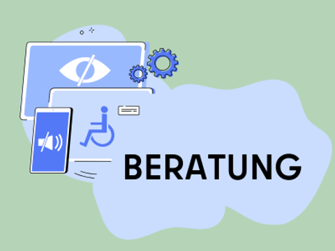 Beratung für Menschen mit Behinderungen - mit Symbolik zur Barrierefreiheit