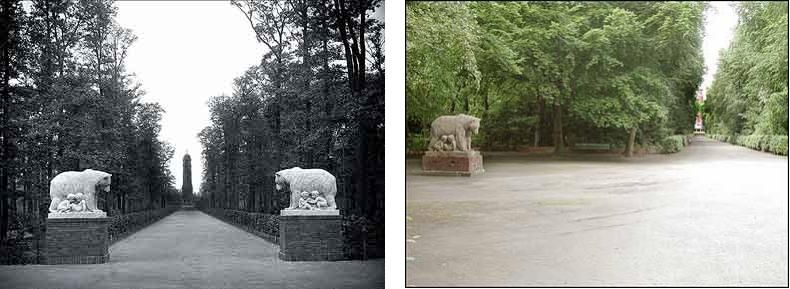 Fotovergleich historisch und heute - Haupteingang zum Volkspark Jungfernheide