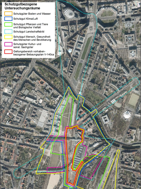 Karte zu den schutzbezogenen Untersuchungsräumen Urbane Mitte