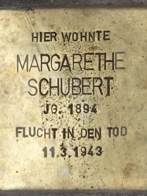 Stolperstein Margarethe Schubert, Foto:H.-J. Hupka, 2013