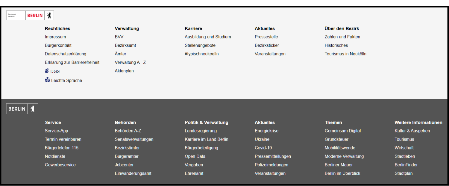 Link-Liste vom Bezirk und von der Stadt Berlin