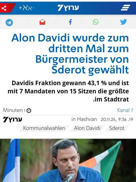 Online-Berichterstattung zur Wiederwahl von Alon Davidi