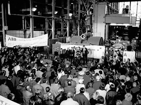 Energie aus Wilhelmsruh, Belegschaftsversammlung und Protestaktion, 26-01-1998, Halle 16