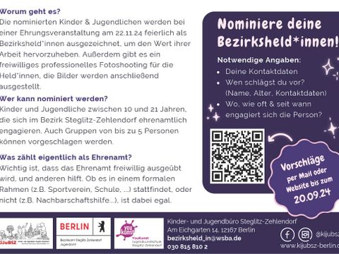 Bildvergrößerung: Rückseite des Flyers - Bezirksheld:innen Steglitz-Zehlendorf 2024