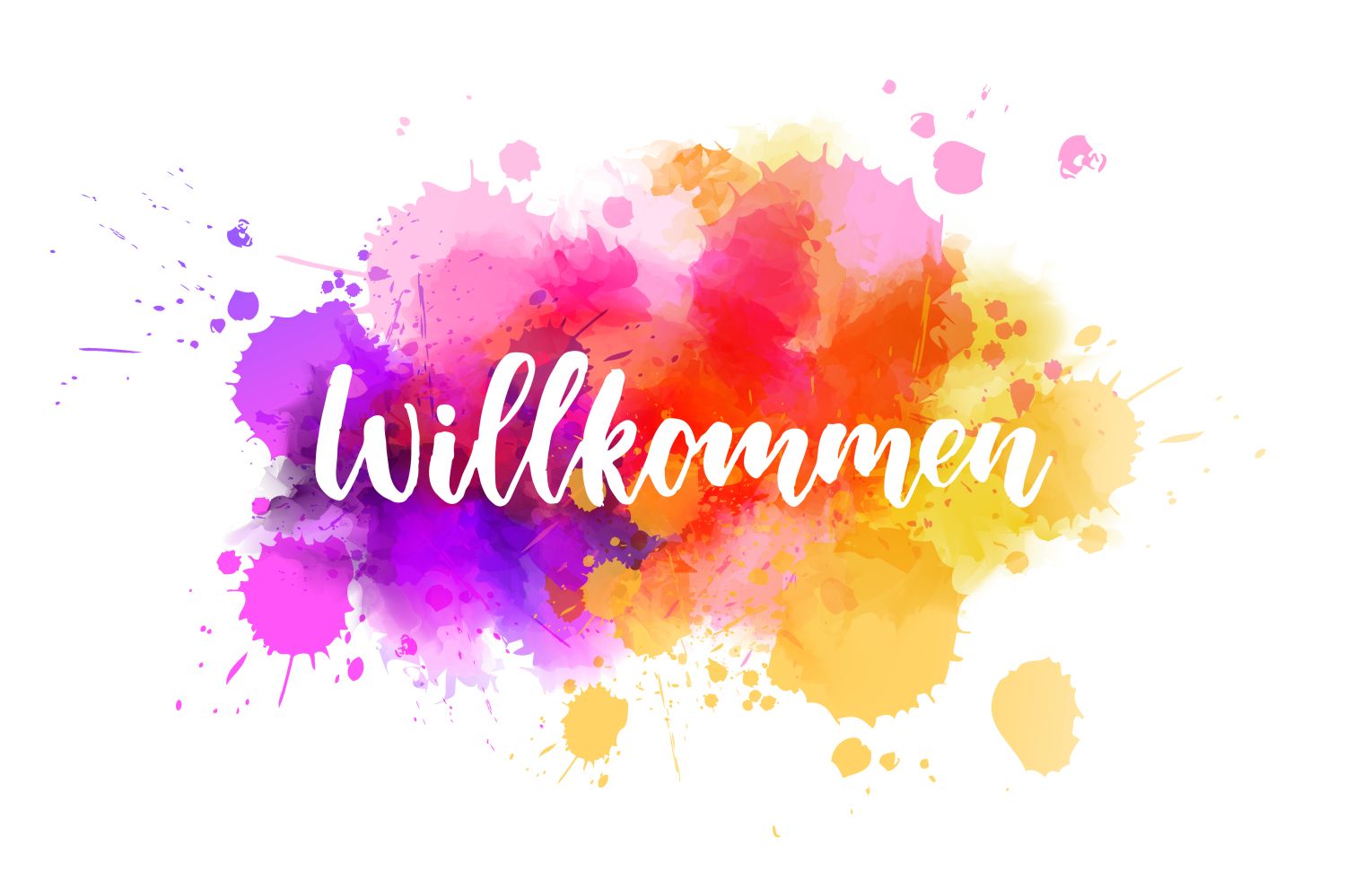 Schriftzug Willkommen auf Aquarell