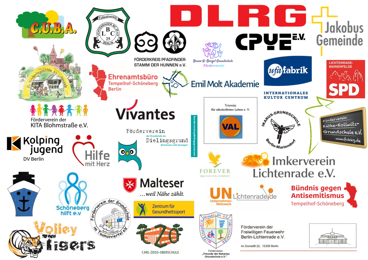 Logos von einigen teilnehmenden Organisationen, die in der Liste genannt sind