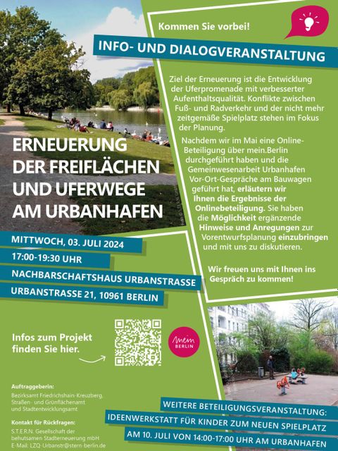 Bildvergrößerung: Info- und Dialogveranstaltung zum Urbanhafen 03.07.2024, Plakat